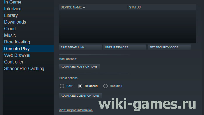 steam remote play settings